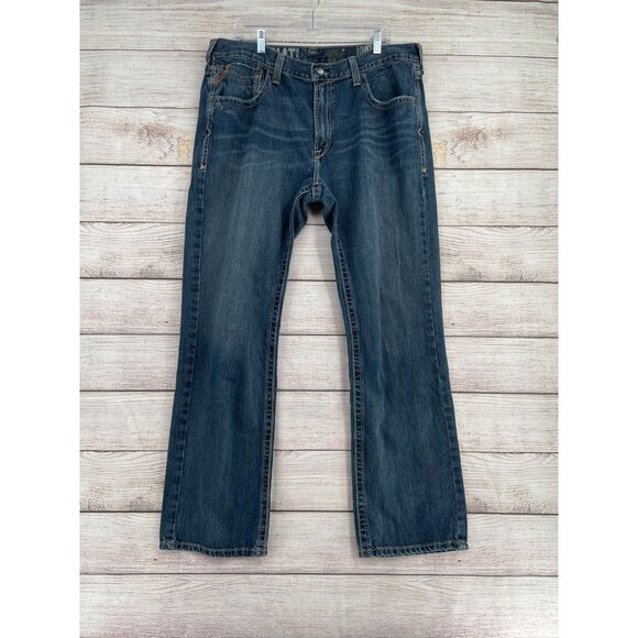 Ariat‎ M8 Low Rise Straight Jeans Men's Size 38x34 Blue Medium Wash Denim - Picture 1 of 8